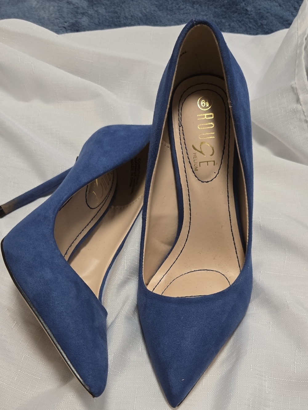 Rouge Helium Blue Suede Pointed-Toe Stiletto Heels